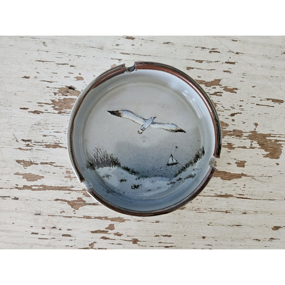 Vintage Otagiri Japan Style Beach Seagulls Ashtray Cigarettes 5"